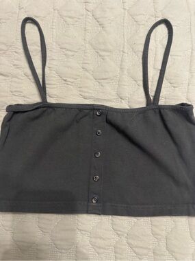 John Galt Black Cotton Crop Tank One Size
